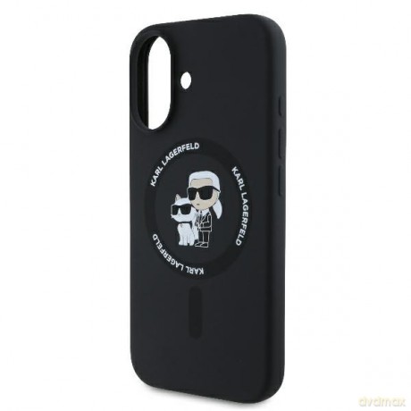 Karl Lagerfeld nakładka do iPhone 16 Plus 6,7 KLHMP16MSCMKCRHK czarna Hardcase Silicone Karl&Choupette Heads Ring MagSafe