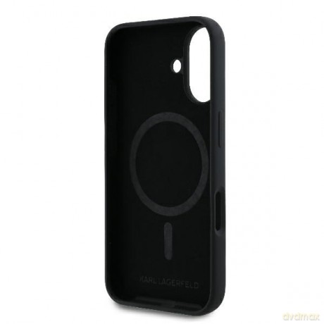 Karl Lagerfeld nakładka do iPhone 16 Plus 6,7 KLHMP16MSCMKCRHK czarna Hardcase Silicone Karl&Choupette Heads Ring MagSafe