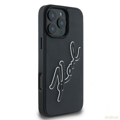 Karl Lagerfeld nakładka do iPhone 16 Pro 6,3 KLHCP16L3DRKSDLK czarna Hardcase 3D Rubber Bicolor Signature