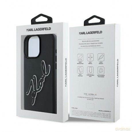 Karl Lagerfeld nakładka do iPhone 16 Pro 6,3 KLHCP16L3DRKSDLK czarna Hardcase 3D Rubber Bicolor Signature