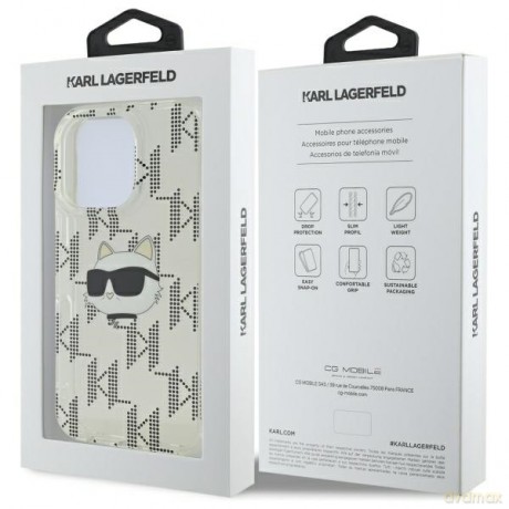 Karl Lagerfeld nakładka do iPhone 16 Pro 6,3 KLHCP16LHKLPCHT przezroczysta Hardcase IML Choupette Head Electroplated