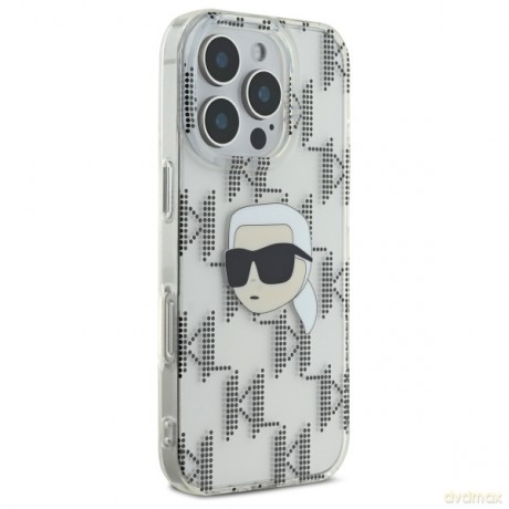 Karl Lagerfeld nakładka do iPhone 16 Pro 6,3 KLHCP16LHKLPKHT przezroczysta Hardcase IML Karl Head Electroplated