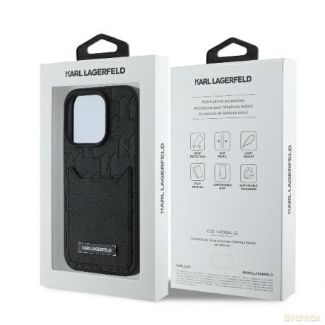 Karl Lagerfeld nakładka do iPhone 16 Pro 6,3 KLHCP16LPGKHPRPK czarna Hardcase Cardslots Monogram
