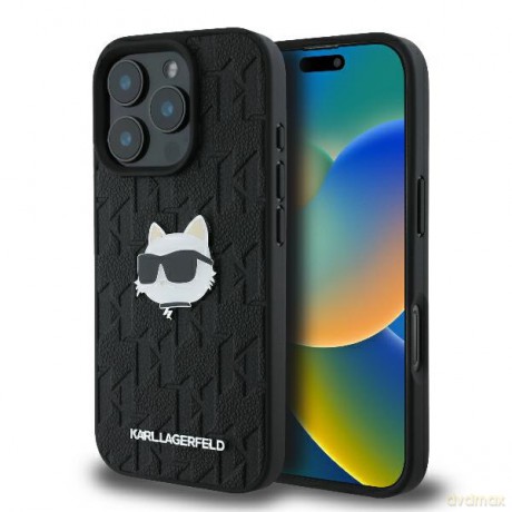 Karl Lagerfeld nakładka do iPhone 16 Pro 6,3 KLHCP16LPGKLCHPK czarna Hardcase Monogram Choupette Head Pin