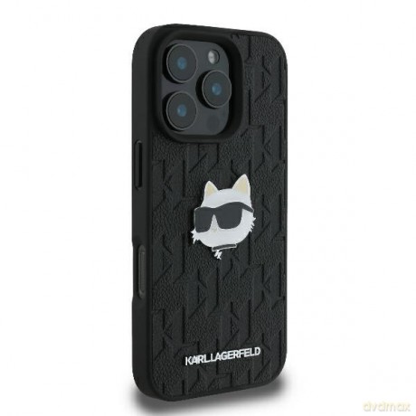 Karl Lagerfeld nakładka do iPhone 16 Pro 6,3 KLHCP16LPGKLCHPK czarna Hardcase Monogram Choupette Head Pin