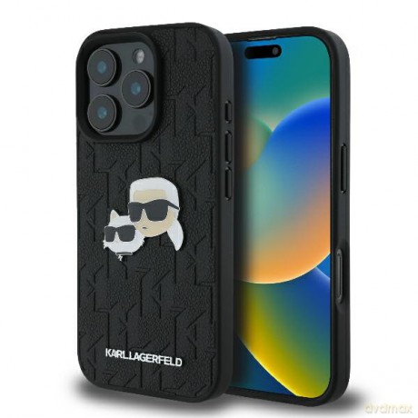 Karl Lagerfeld nakładka do iPhone 16 Pro 6,3 KLHCP16LPGKLKCPK czarna Hardcase Monogram Karl&Choupette Head Pin