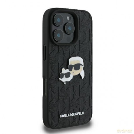 Karl Lagerfeld nakładka do iPhone 16 Pro 6,3 KLHCP16LPGKLKCPK czarna Hardcase Monogram Karl&Choupette Head Pin