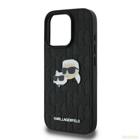 Karl Lagerfeld nakładka do iPhone 16 Pro 6,3 KLHCP16LPGKLKCPK czarna Hardcase Monogram Karl&Choupette Head Pin