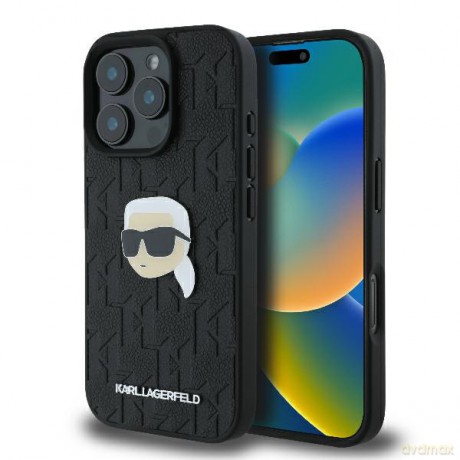 Karl Lagerfeld nakładka do iPhone 16 Pro 6,3 KLHCP16LPGKLKIPK czarna Hardcase Monogram Karl Head Pin