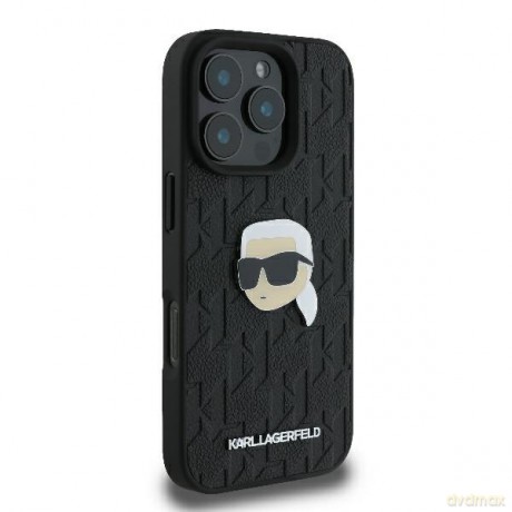Karl Lagerfeld nakładka do iPhone 16 Pro 6,3 KLHCP16LPGKLKIPK czarna Hardcase Monogram Karl Head Pin