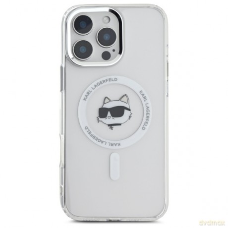 Karl Lagerfeld nakładka do iPhone 16 Pro 6,3 KLHMP16LHLSCHH biała Hardcase IML Metal Choupette Head MagSafe