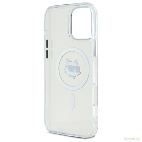 Karl Lagerfeld nakładka do iPhone 16 Pro 6,3 KLHMP16LHLSCHH biała Hardcase IML Metal Choupette Head MagSafe