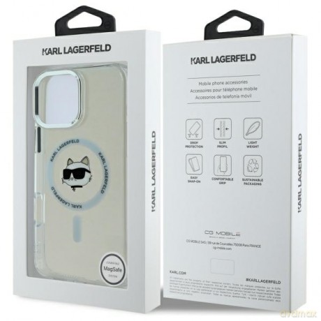 Karl Lagerfeld nakładka do iPhone 16 Pro 6,3 KLHMP16LHLSCHH biała Hardcase IML Metal Choupette Head MagSafe