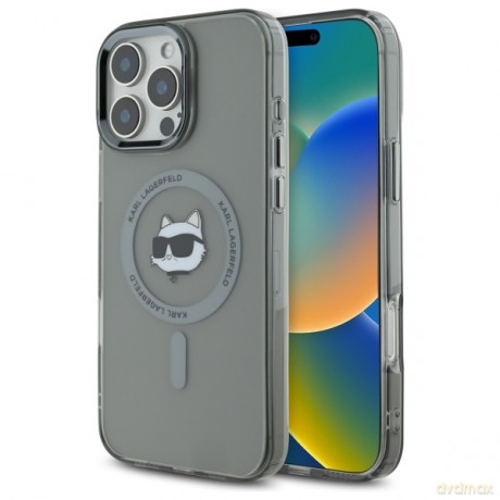 Karl Lagerfeld nakładka do iPhone 16 Pro 6,3 KLHMP16LHLSCHK czarna Hardcase IML Metal Choupette Head MagSafe
