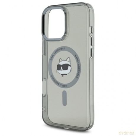 Karl Lagerfeld nakładka do iPhone 16 Pro 6,3 KLHMP16LHLSCHK czarna Hardcase IML Metal Choupette Head MagSafe