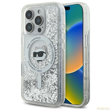 Karl Lagerfeld nakładka do iPhone 16 Pro 6,3 KLHMP16LLGCHSGH przezroczysta Hardcase Liquid Glitter Choupette Head MagSafe