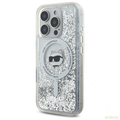 Karl Lagerfeld nakładka do iPhone 16 Pro 6,3 KLHMP16LLGCHSGH przezroczysta Hardcase Liquid Glitter Choupette Head MagSafe