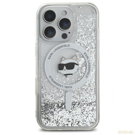 Karl Lagerfeld nakładka do iPhone 16 Pro 6,3 KLHMP16LLGCHSGH przezroczysta Hardcase Liquid Glitter Choupette Head MagSafe