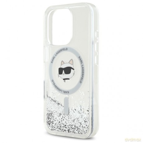 Karl Lagerfeld nakładka do iPhone 16 Pro 6,3 KLHMP16LLGCHSGH przezroczysta Hardcase Liquid Glitter Choupette Head MagSafe