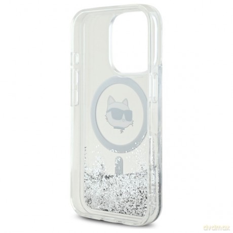 Karl Lagerfeld nakładka do iPhone 16 Pro 6,3 KLHMP16LLGCHSGH przezroczysta Hardcase Liquid Glitter Choupette Head MagSafe