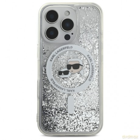Karl Lagerfeld nakładka do iPhone 16 Pro 6,3 KLHMP16LLGKCSGH przezroczysta Hardcase Liquid Glitter Karl&Choupette Head MagSafe