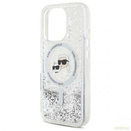 Karl Lagerfeld nakładka do iPhone 16 Pro 6,3 KLHMP16LLGKCSGH przezroczysta Hardcase Liquid Glitter Karl&Choupette Head MagSafe