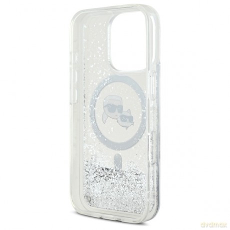 Karl Lagerfeld nakładka do iPhone 16 Pro 6,3 KLHMP16LLGKCSGH przezroczysta Hardcase Liquid Glitter Karl&Choupette Head MagSafe