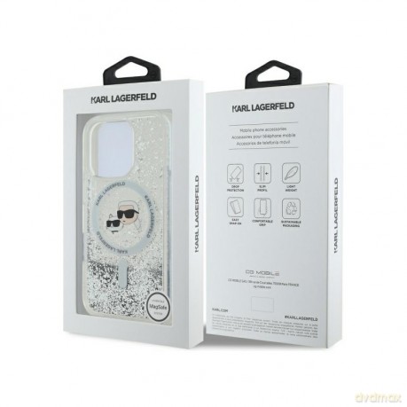 Karl Lagerfeld nakładka do iPhone 16 Pro 6,3 KLHMP16LLGKCSGH przezroczysta Hardcase Liquid Glitter Karl&Choupette Head MagSafe