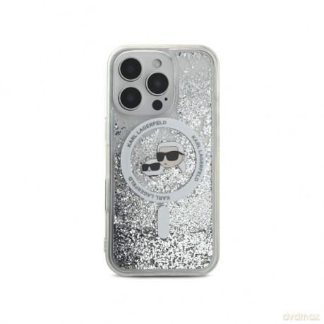 Karl Lagerfeld nakładka do iPhone 16 Pro 6,3 KLHMP16LLGKCSGH przezroczysta Hardcase Liquid Glitter Karl&Choupette Head MagSafe