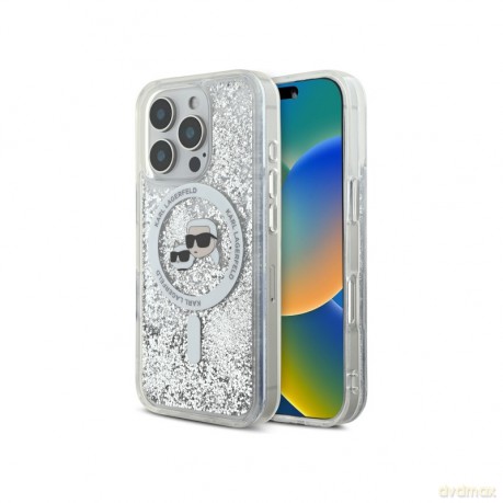 Karl Lagerfeld nakładka do iPhone 16 Pro 6,3 KLHMP16LLGKCSGH przezroczysta Hardcase Liquid Glitter Karl&Choupette Head MagSafe
