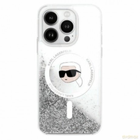 Karl Lagerfeld nakładka do iPhone 16 Pro 6,3 KLHMP16LLGKISGH przezroczysta Hardcase Liquid Glitter Karl Head MagSafe