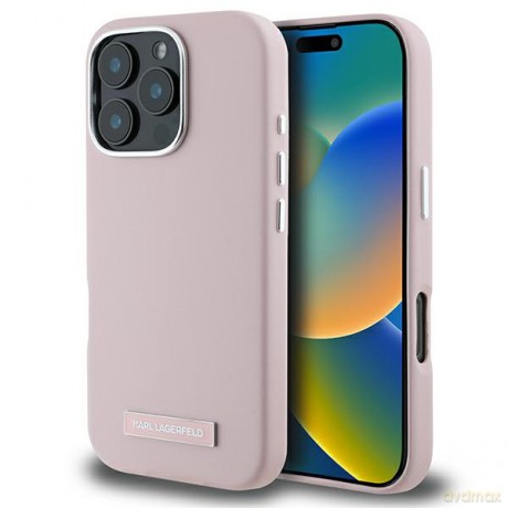 Karl Lagerfeld nakładka do iPhone 16 Pro 6,3 KLHMP16LPGMSRPP różowa Hardcase FW Metal Plate MagSafe