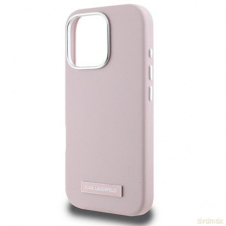 Karl Lagerfeld nakładka do iPhone 16 Pro 6,3 KLHMP16LPGMSRPP różowa Hardcase FW Metal Plate MagSafe
