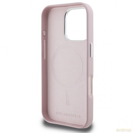 Karl Lagerfeld nakładka do iPhone 16 Pro 6,3 KLHMP16LPGMSRPP różowa Hardcase FW Metal Plate MagSafe