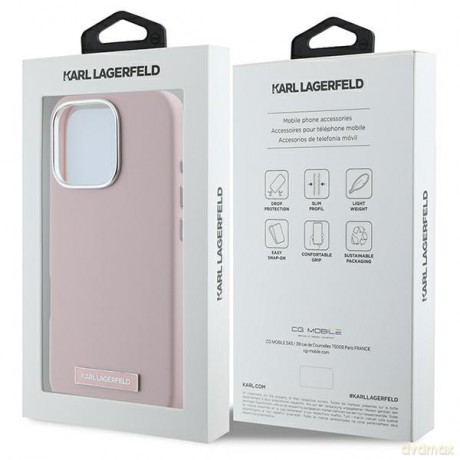 Karl Lagerfeld nakładka do iPhone 16 Pro 6,3 KLHMP16LPGMSRPP różowa Hardcase FW Metal Plate MagSafe