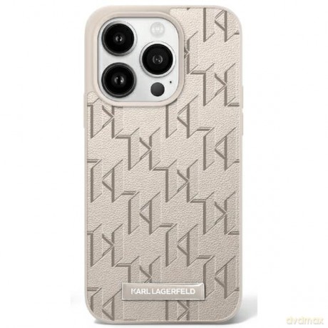 Karl Lagerfeld nakładka do iPhone 16 Pro 6,3 KLHMP16LPKHPORPE beżowa Hardcase Leather Monogram Metal Logo MagSafe
