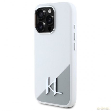Karl Lagerfeld nakładka do iPhone 16 Pro 6,3 KLHMP16LSCMKMPCH biała Hardcase Silicone Shadow Metal Initial MagSafe