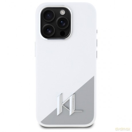 Karl Lagerfeld nakładka do iPhone 16 Pro 6,3 KLHMP16LSCMKMPCH biała Hardcase Silicone Shadow Metal Initial MagSafe