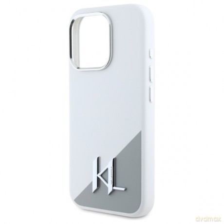 Karl Lagerfeld nakładka do iPhone 16 Pro 6,3 KLHMP16LSCMKMPCH biała Hardcase Silicone Shadow Metal Initial MagSafe