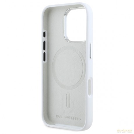 Karl Lagerfeld nakładka do iPhone 16 Pro 6,3 KLHMP16LSCMKMPCH biała Hardcase Silicone Shadow Metal Initial MagSafe