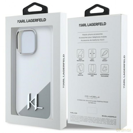 Karl Lagerfeld nakładka do iPhone 16 Pro 6,3 KLHMP16LSCMKMPCH biała Hardcase Silicone Shadow Metal Initial MagSafe