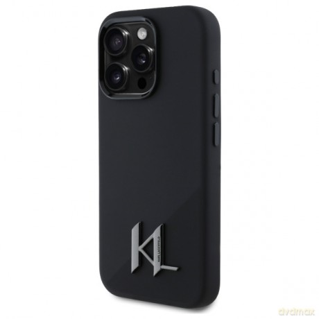 Karl Lagerfeld nakładka do iPhone 16 Pro 6,3 KLHMP16LSCMKMPCK czarna Hardcase Silicone Shadow Metal Initial MagSafe