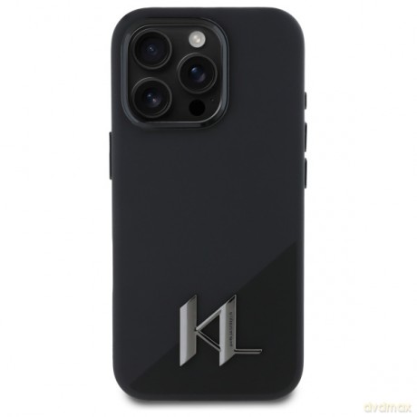 Karl Lagerfeld nakładka do iPhone 16 Pro 6,3 KLHMP16LSCMKMPCK czarna Hardcase Silicone Shadow Metal Initial MagSafe