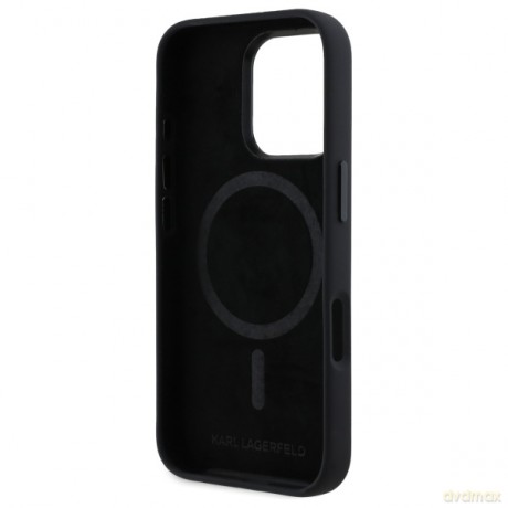 Karl Lagerfeld nakładka do iPhone 16 Pro 6,3 KLHMP16LSCMKMPCK czarna Hardcase Silicone Shadow Metal Initial MagSafe