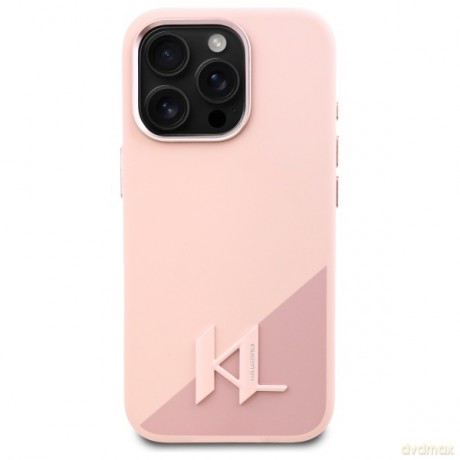 Karl Lagerfeld nakładka do iPhone 16 Pro 6,3 KLHMP16LSCMKMPCP różowa Hardcase Silicone Shadow Metal Initial MagSafe