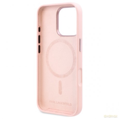 Karl Lagerfeld nakładka do iPhone 16 Pro 6,3 KLHMP16LSCMKMPCP różowa Hardcase Silicone Shadow Metal Initial MagSafe
