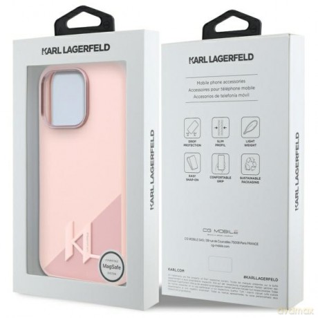 Karl Lagerfeld nakładka do iPhone 16 Pro 6,3 KLHMP16LSCMKMPCP różowa Hardcase Silicone Shadow Metal Initial MagSafe
