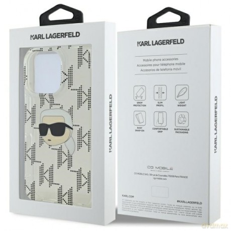 Karl Lagerfeld nakładka do iPhone 16 Pro Max 6,9 KLHCP16XHKLPKHT przezroczysta Hardcase IML Karl Head Electroplated