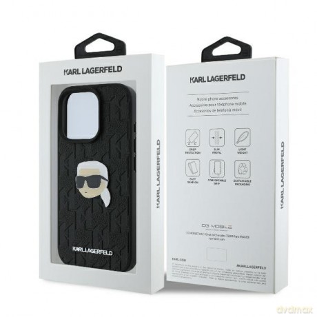 Karl Lagerfeld nakładka do iPhone 16 Pro Max 6,9 KLHCP16XPGKLKIPK czarna Hardcase Monogram Karl Head Pin