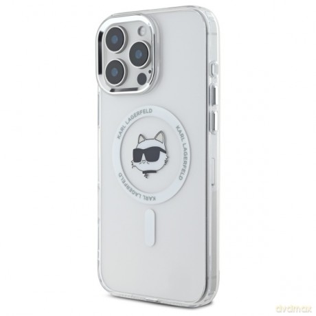 Karl Lagerfeld nakładka do iPhone 16 Pro Max 6,9 KLHMP16XHLSCHH biała Hardcase IML Metal Choupette Head MagSafe